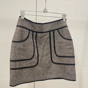 Club Monaco Wool Skirt Brown with Black Trim Size 2